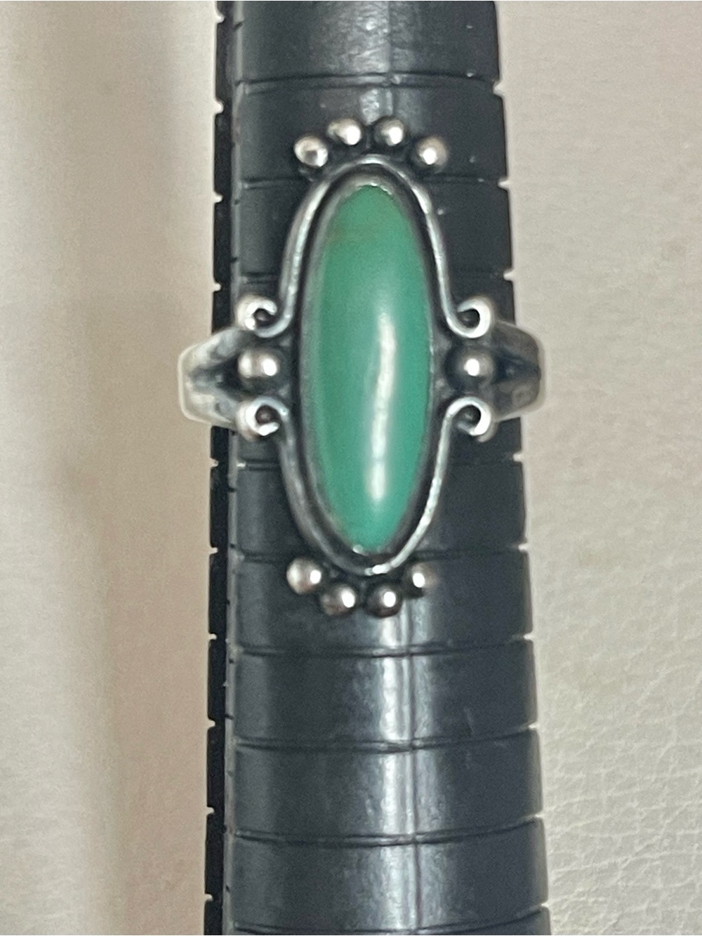 VTG Native American Navajo Sterling Silver green turquoise ring Sz 6
